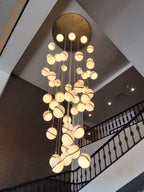 Modern Acrylic and Metal Floating Ball Chandelier for Staircase Foyer Entryway Living Room