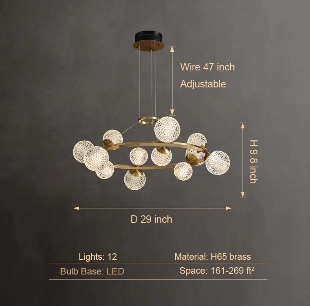 Modern Crystal Brass Finish Chandelier Molecular Ceiling Light with Round and Rectangular Shape