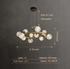 Modern Crystal Brass Finish Chandelier Molecular Ceiling Light with Round and Rectangular Shape