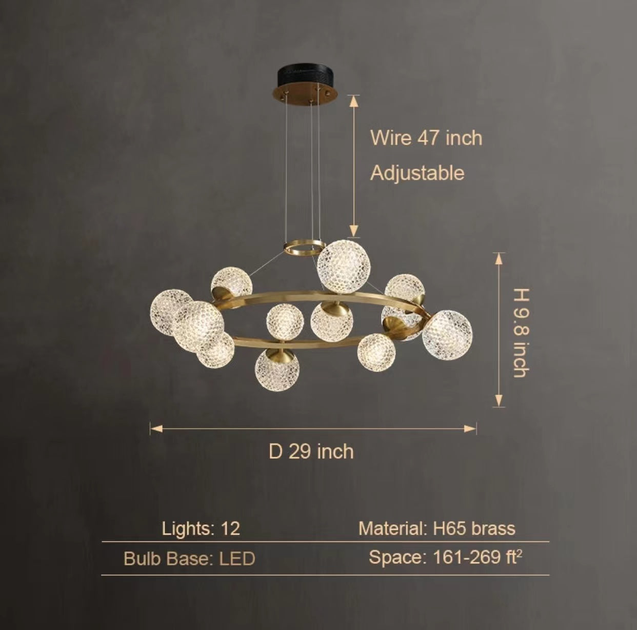 Modern Crystal Brass Finish Chandelier Molecular Ceiling Light with Round and Rectangular Shape