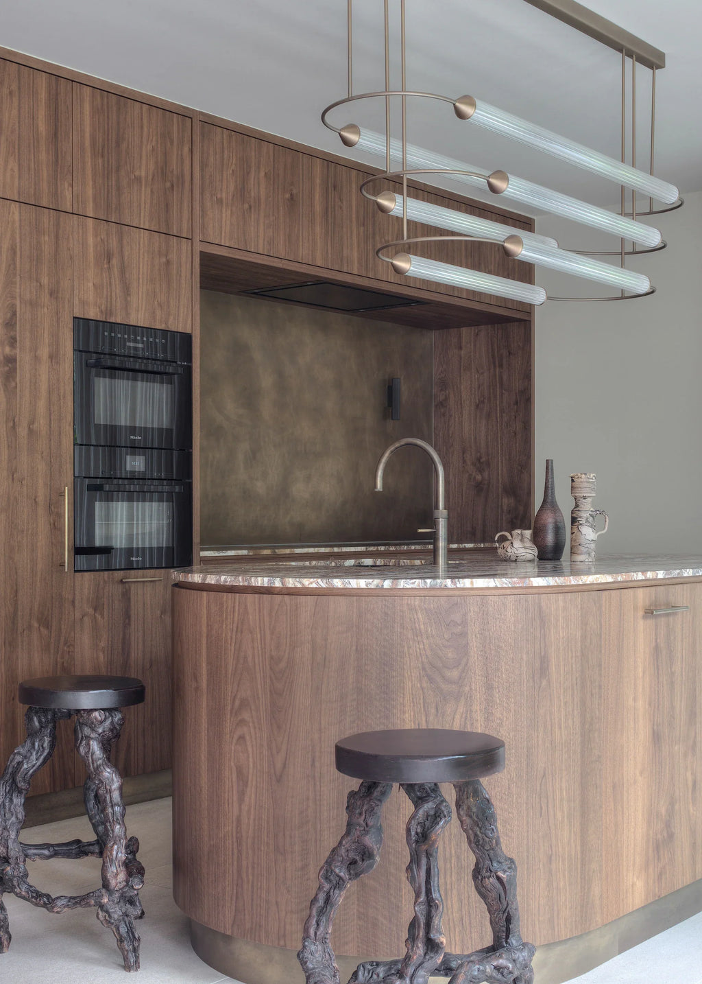 Minimalism Brass Ellipse LED Chandelier Horizontal Design for Kitchen Island and Dining Room