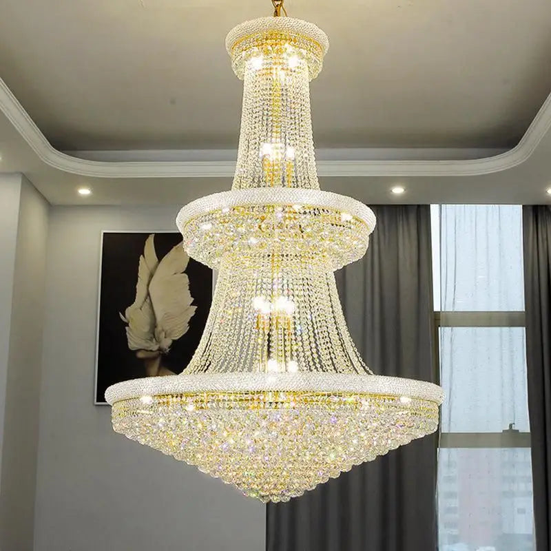Kaler Elegant Luxury Living Room Three Tier Crystal Chandelier 30-Inch