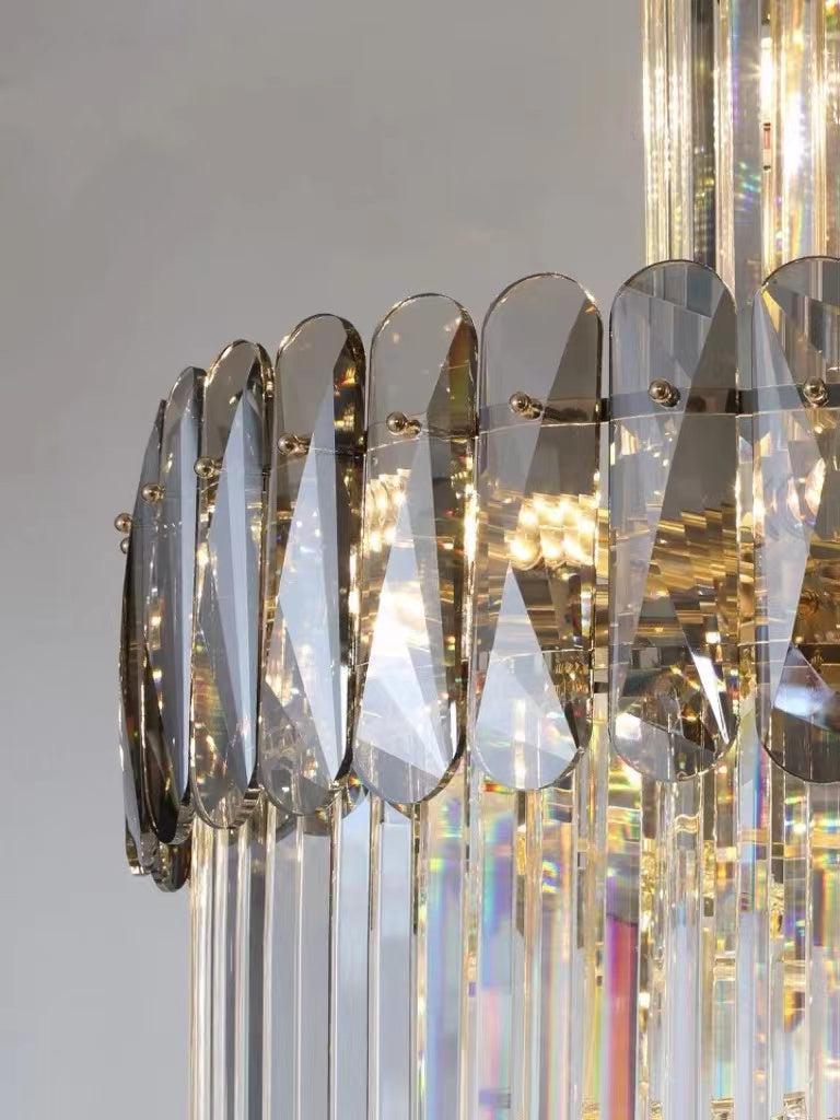 Luxury Extra Large Foyer Spiral Staircase Chandelier Long Crystal Ceiling Light for Living Room Hall Entrance