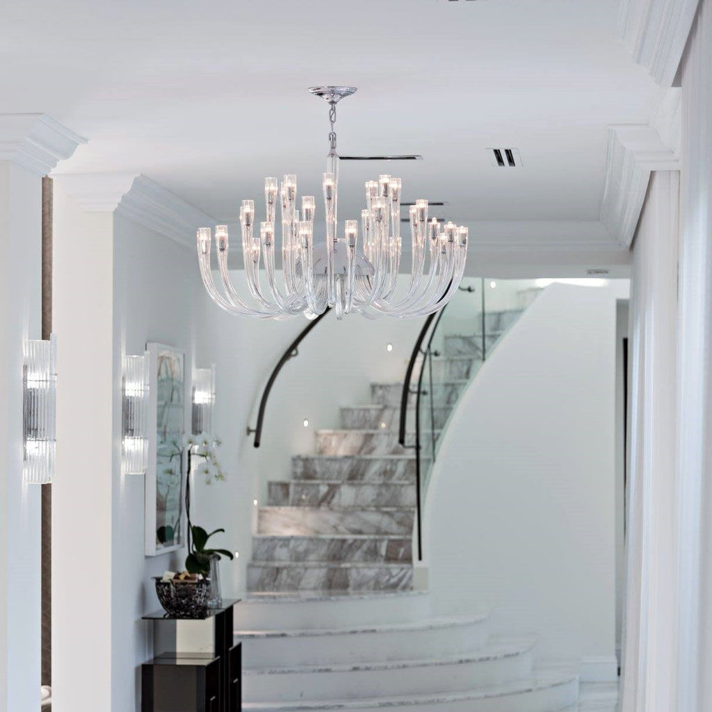 Modern Floral Reeded Glass Chandelier for Living / Dining Room