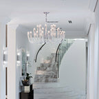 Modern Floral Reeded Glass Chandelier for Living / Dining Room