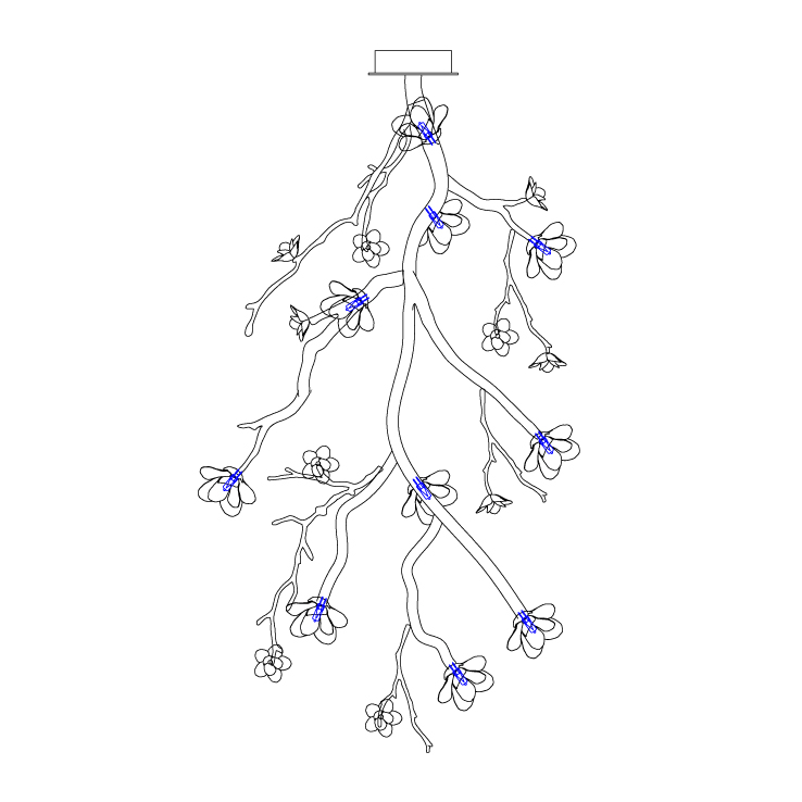 Large Long Branch Flower Chandelier