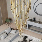 Modern Floating Long Gold Pendant Ceiling Chandelier for Living Room / high-Ceiling
