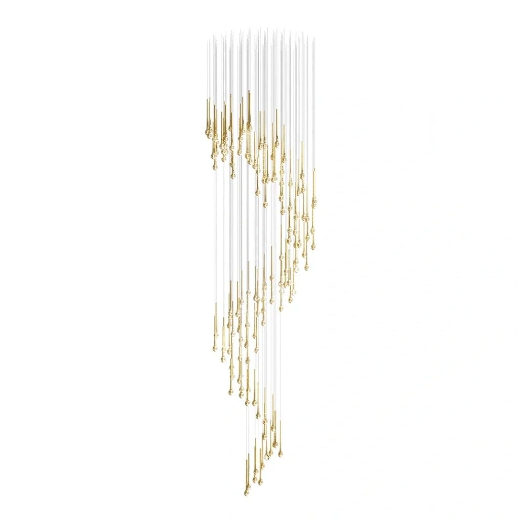 Modern Floating Long Gold Pendant Ceiling Chandelier for Living Room / high-Ceiling