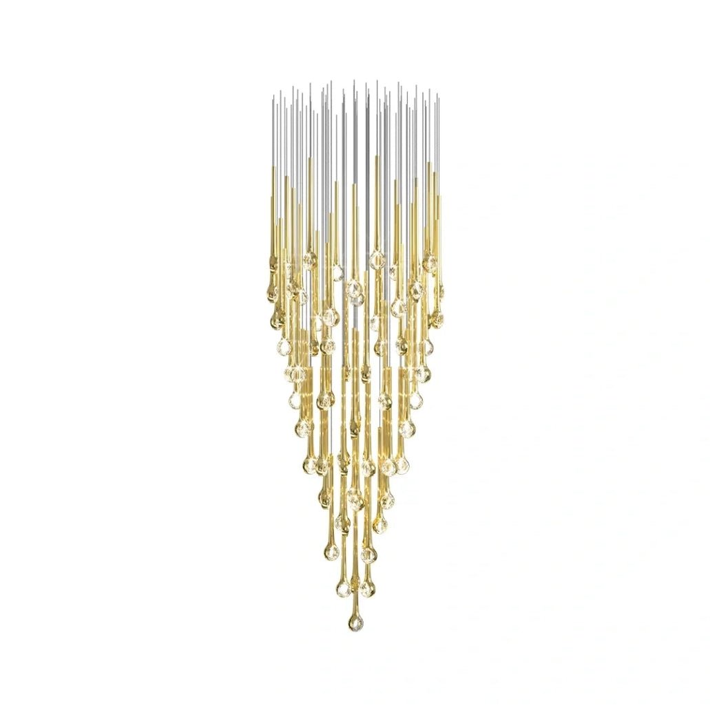 Modern Floating Long Gold Pendant Ceiling Chandelier for Living Room / high-Ceiling