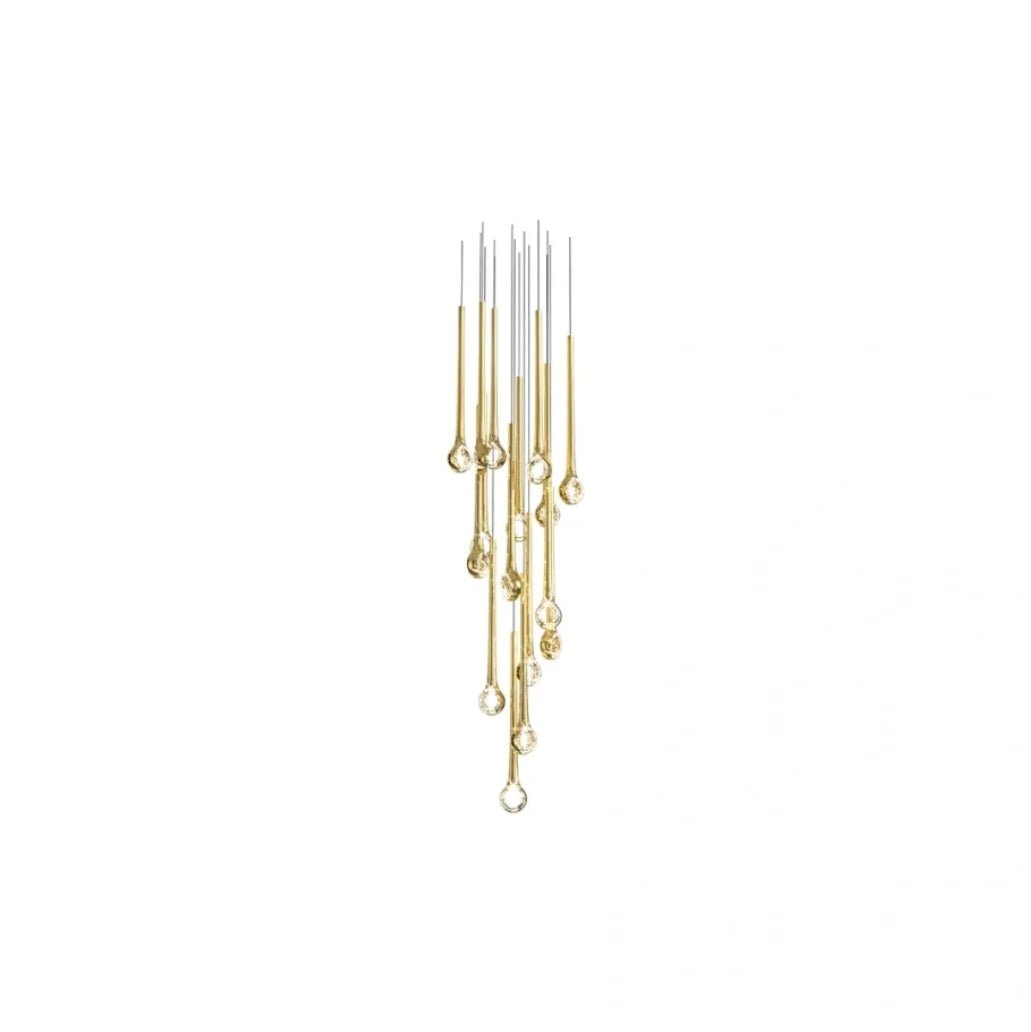 Modern Floating Long Gold Pendant Ceiling Chandelier for Living Room / high-Ceiling