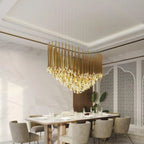 Modern Floating Long Gold Pendant Ceiling Chandelier for Living Room / high-Ceiling