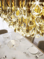 Modern Floating Long Gold Pendant Ceiling Chandelier for Living Room / high-Ceiling