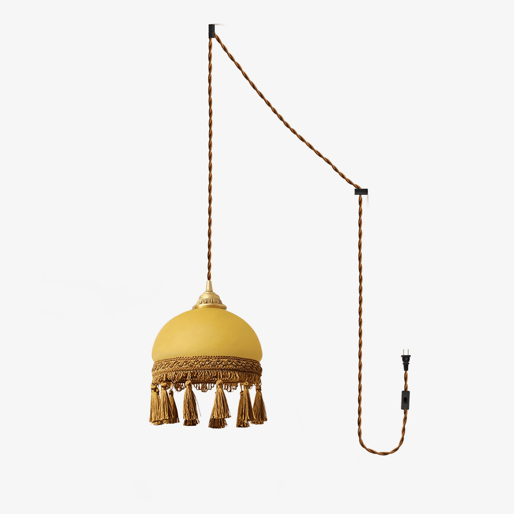 French Tassels Brass Pendant Swag Light