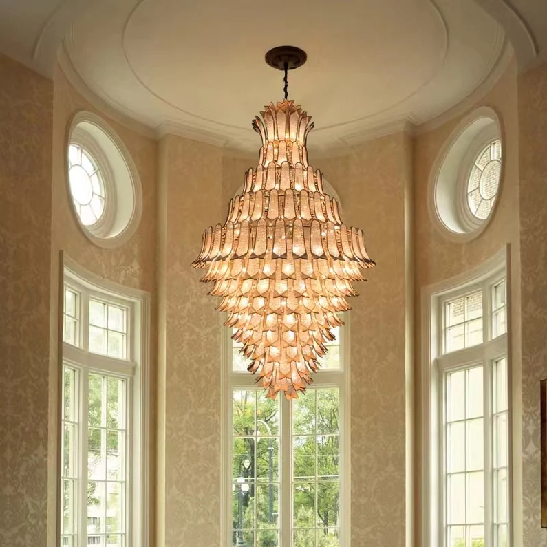 Extra Large Luxury Multi-Tier Gold Crystal Chandelier for Stairs / large High-Ceiling Room