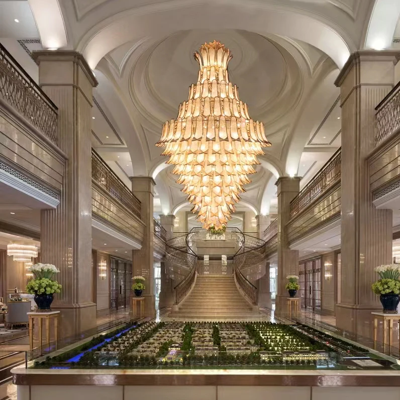Extra Large Luxury Multi-Tier Gold Crystal Chandelier for Stairs / large High-Ceiling Room