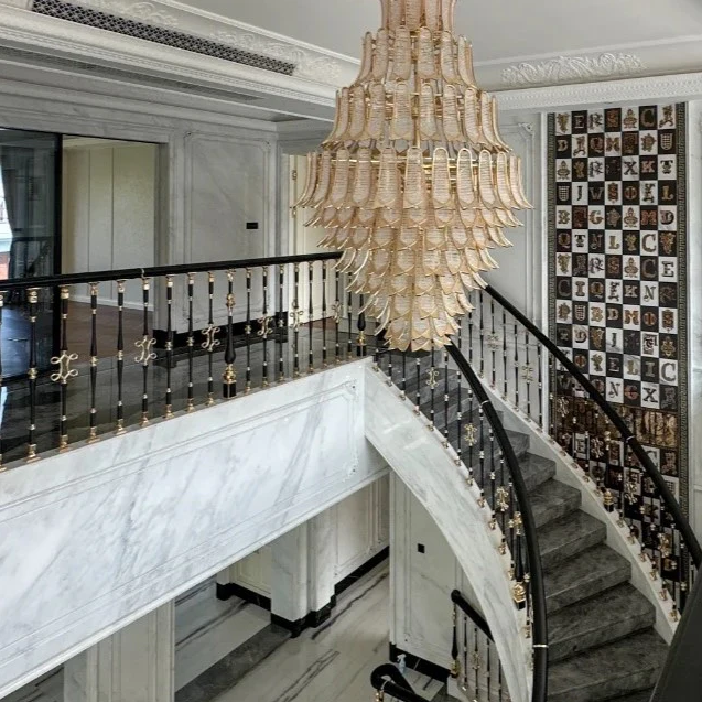 Extra Large Luxury Multi-Tier Gold Crystal Chandelier for Stairs / large High-Ceiling Room