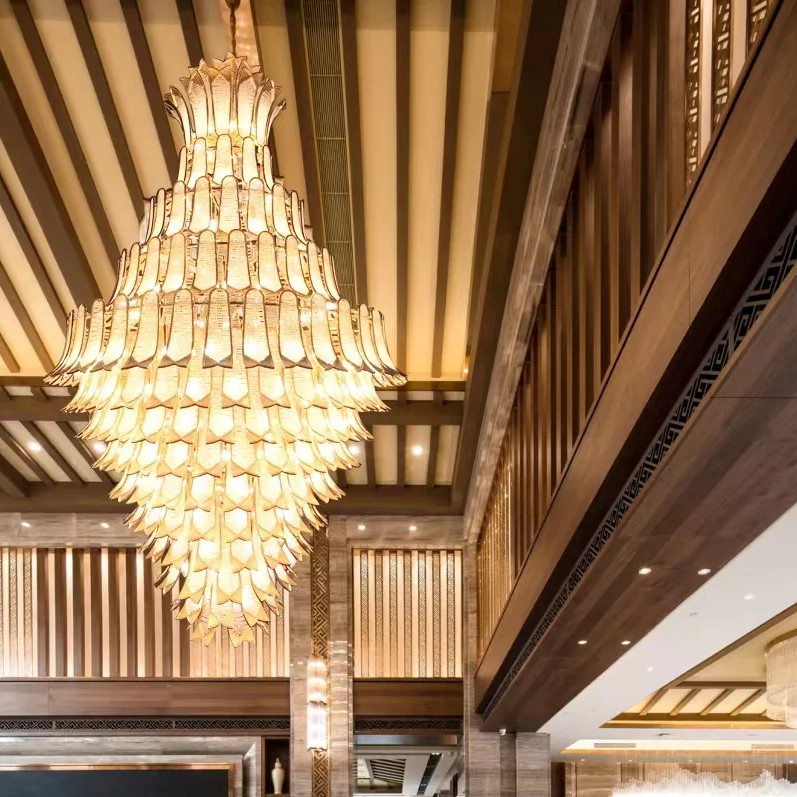 Extra Large Luxury Multi-Tier Gold Crystal Chandelier for Stairs / large High-Ceiling Room