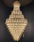 Extra Large Luxury Multi-Tier Gold Crystal Chandelier for Stairs / large High-Ceiling Room