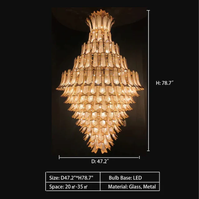 Extra Large Luxury Multi-Tier Gold Crystal Chandelier for Stairs / large High-Ceiling Room