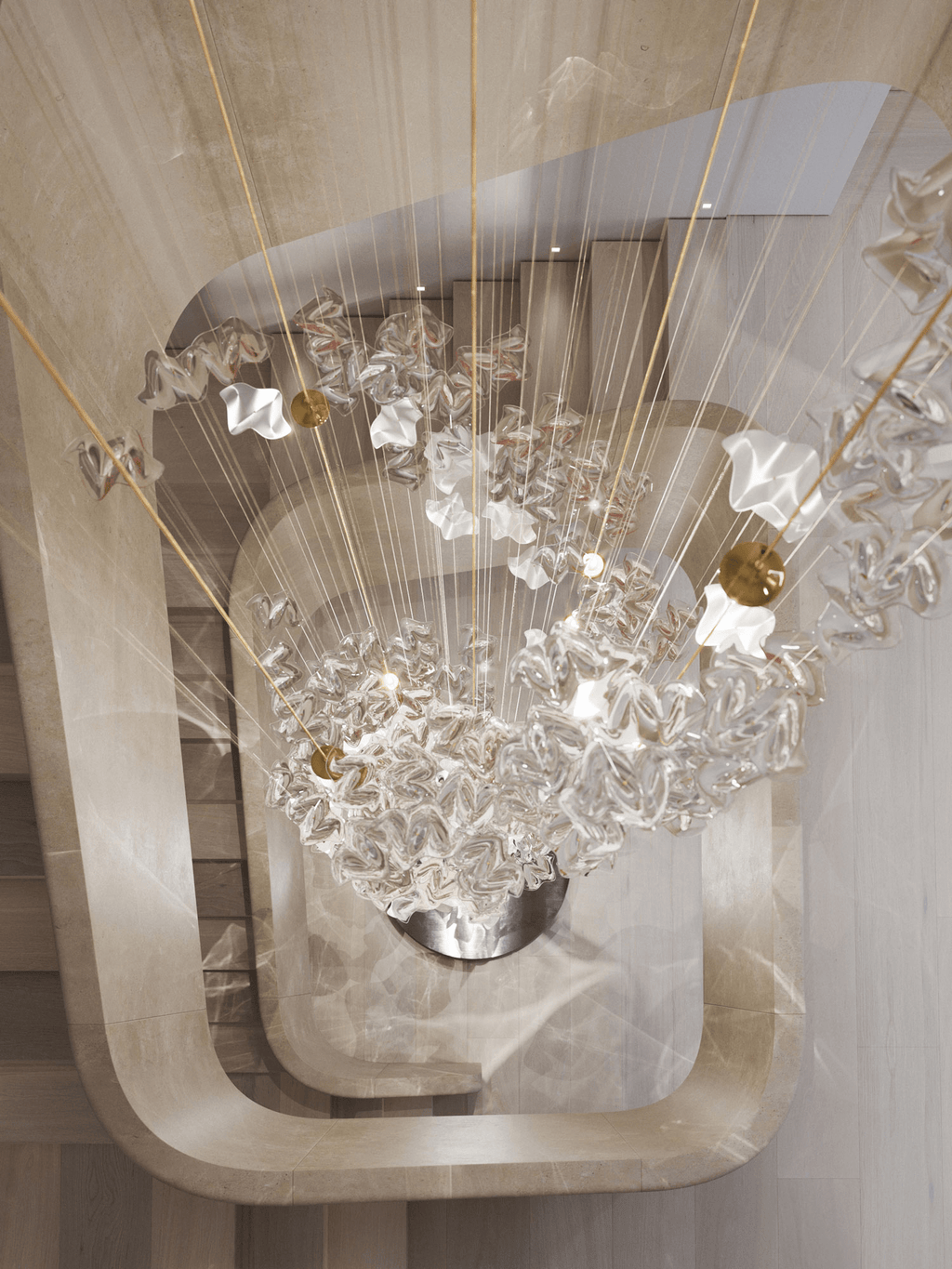 Tidal Stair Crystal Spiral Chandelier