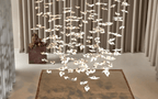 Galaxy Leaf Twisted Sculptural Meteor Shower Crystal Spiral Chandelier