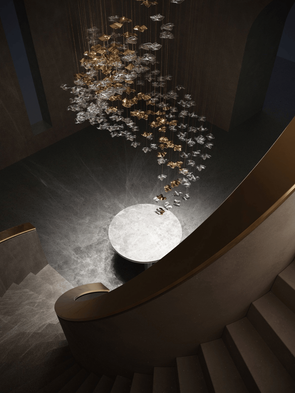 Tidal Stair Crystal Spiral Chandelier