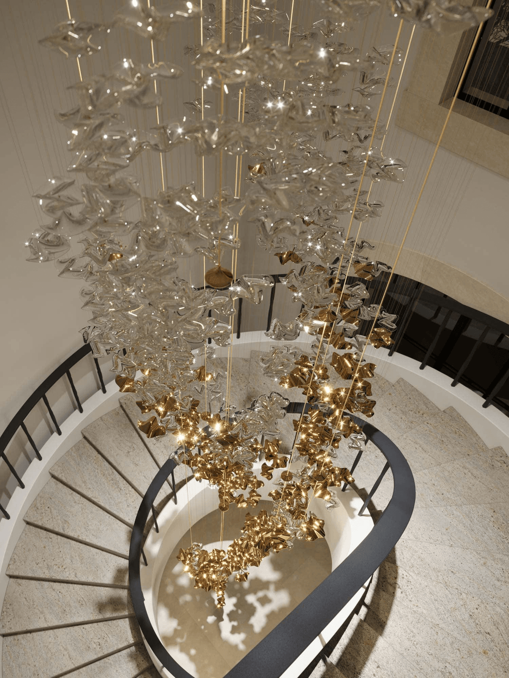 Tidal Stair Crystal Spiral Chandelier