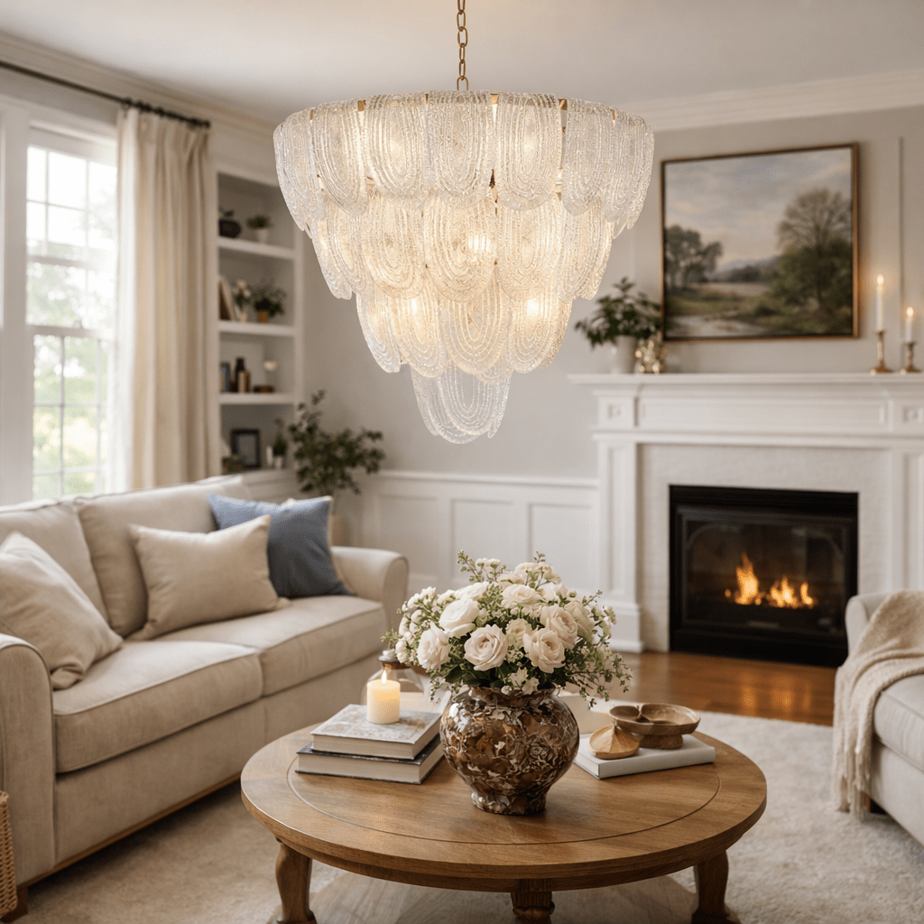 Layered Glass Petal Chandelier