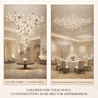 Floating Leaves Meteor Shower Crystal Spiral Chandelier
