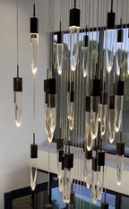 Modern Light Luxury Round / rectangle Ceiling Pendant Light in Black Finish for Kitchen Island / Staircase /