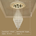 Large Foyer Crystal Chandelier Raindrop Crystal Flush Mount Ceiling Light for Entryway / Staircase