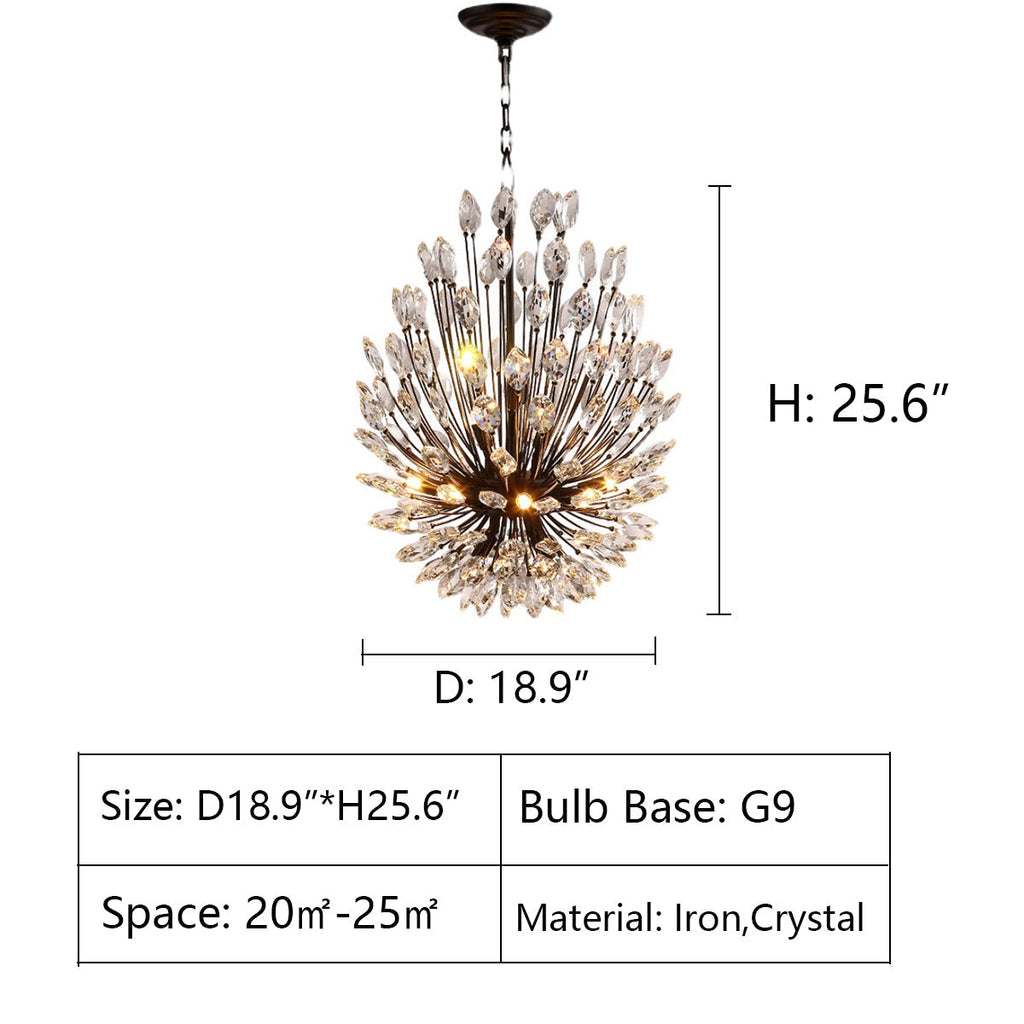 Modern Iron Art Bouquet Shape Branch Crystal Chandelier for Living Room / dining Room / coffe Shops