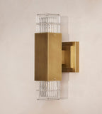 Short Antiqued Brass Glass Wall Sconce - Erhaus product image 4
