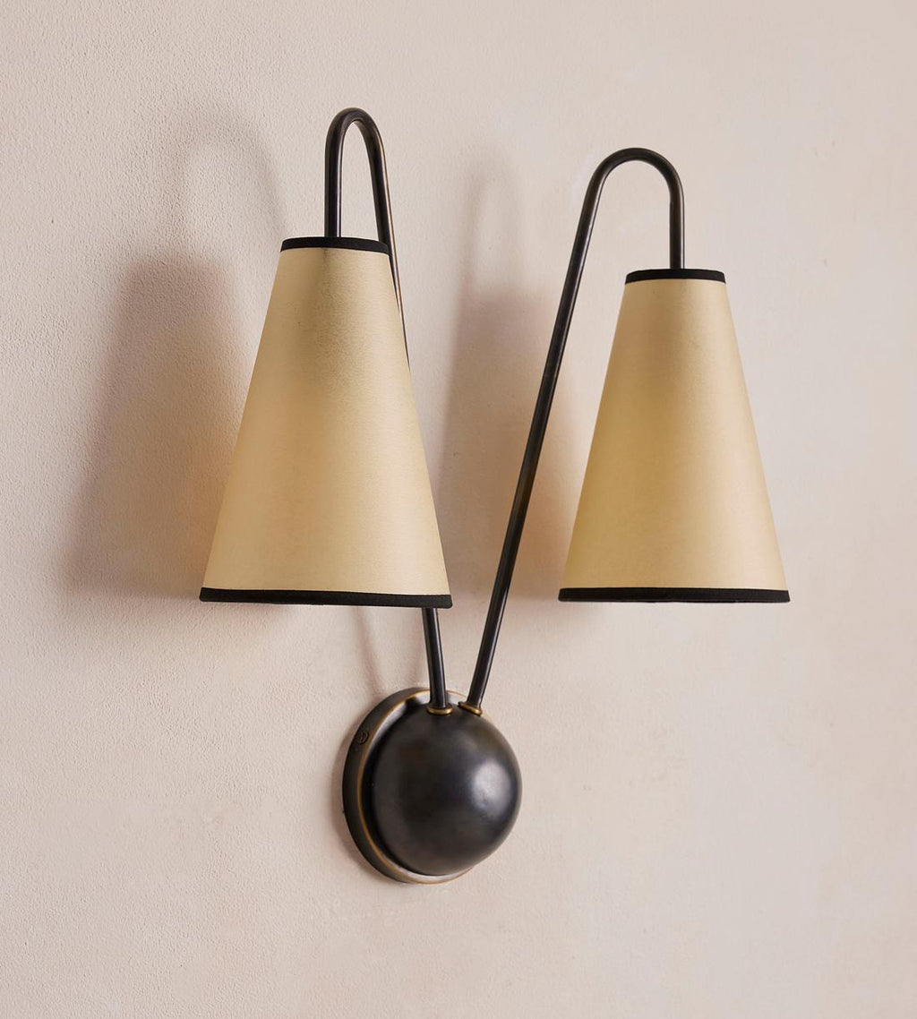 Blackened Brass Double Cone Wall Sconce - Erhaus product image 4