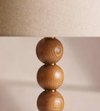 Oak Disc Table Lamp with Linen Shade - Erhaus product image 3
