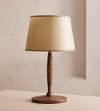 Oak Table Lamp with Stitched Parchment Shade - Erhaus product image 1