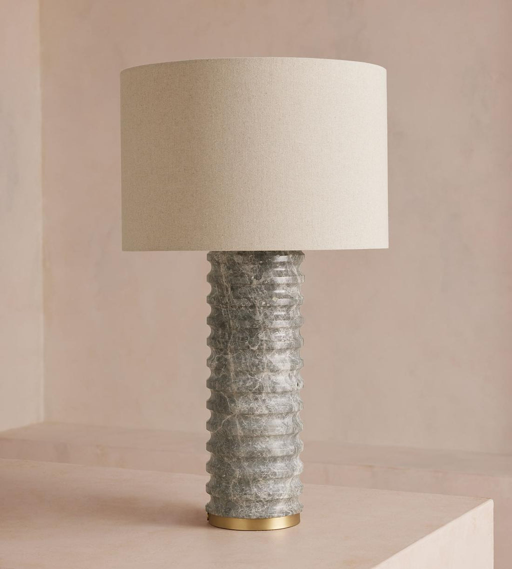 Tall Marble Table Lamp in Antiqued Brass - Erhaus product image 4