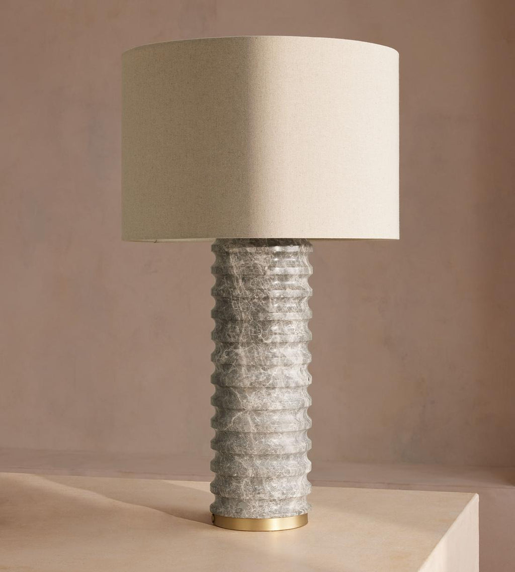 Tall Marble Table Lamp in Antiqued Brass - Erhaus product image 3