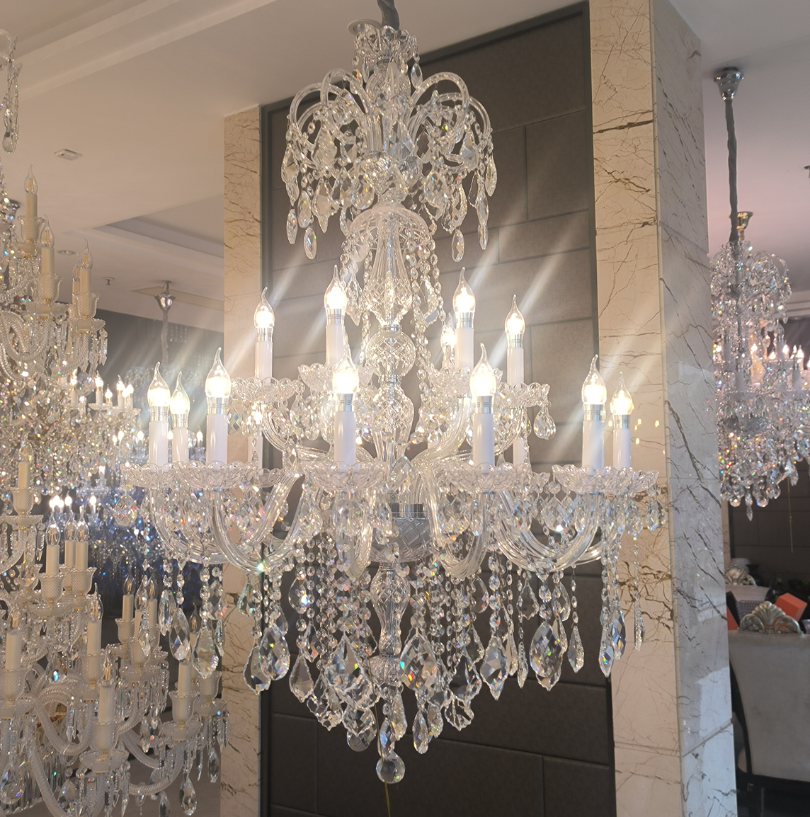 Luxury Classic Clear Crystal Chandelier for Foyer / staircase / entryway / hallway