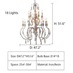 French Vintage Candle Chandelier for Living Room / bedroom
