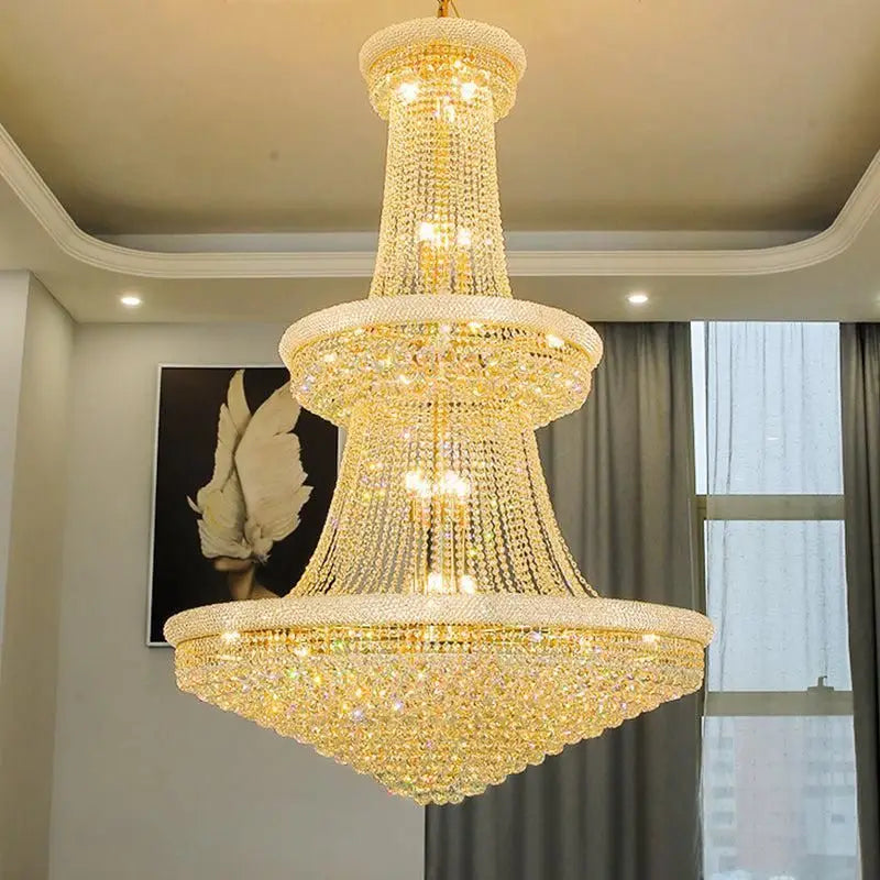 Kaler Elegant Luxury Living Room Three Tier Crystal Chandelier 30-Inch