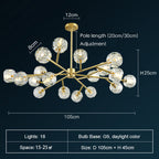 Brass Sputnik Chandelier with K9 Crystals Ceiling Light