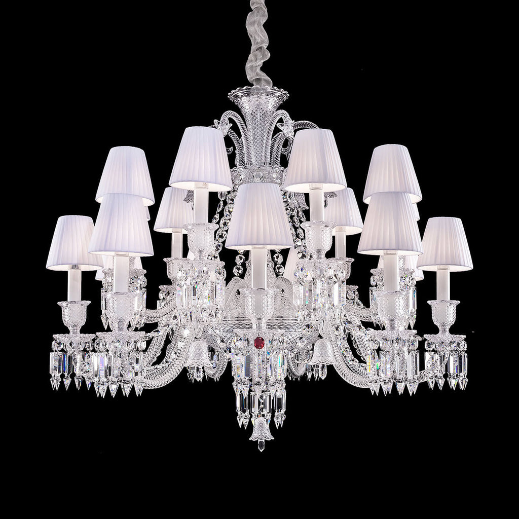 Light Luxury Classic Short Version Tiered Candle Light Crystal Chandelier for High-Ceiling Rooms / living Room