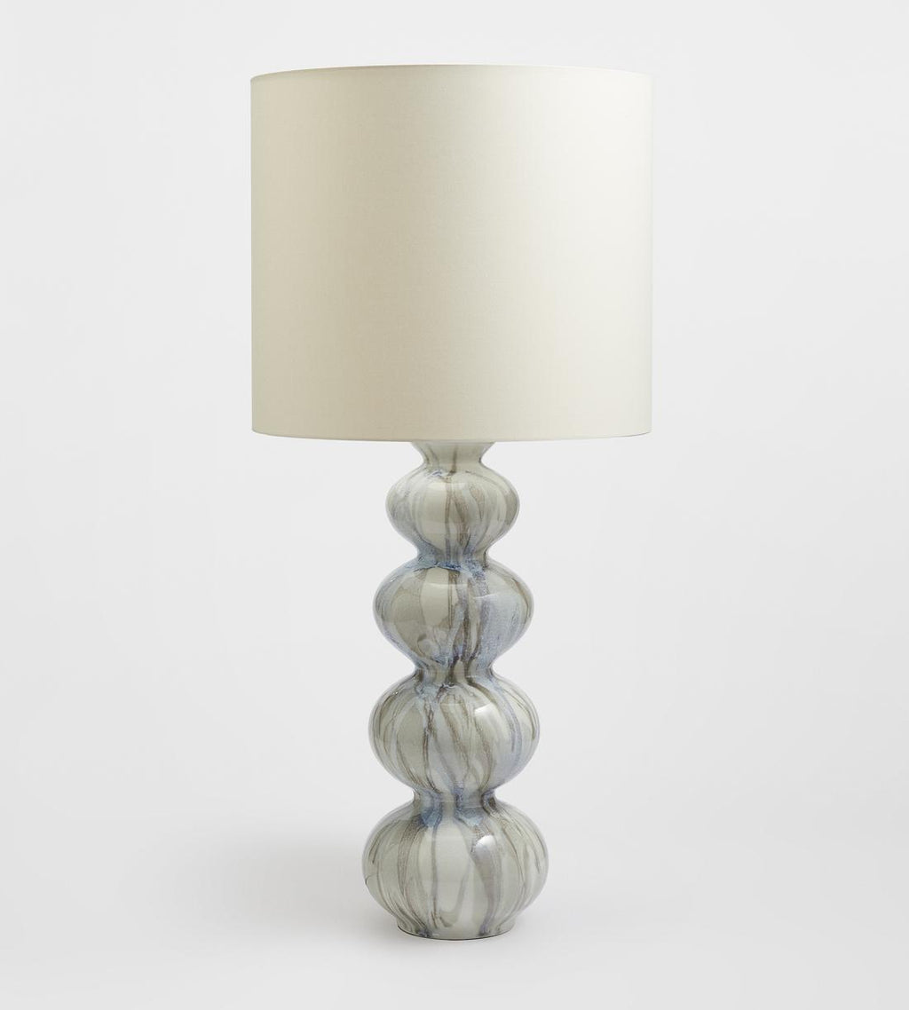 White Ceramic Table Lamp with Fabric Shade - Erhaus product image 2