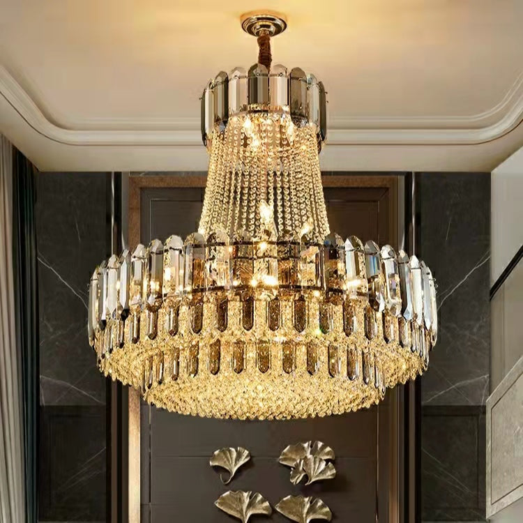 High-Grade Crystal Chandelier for Living Room Luxury Duplex Hallway Ceiling Light