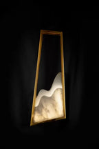 Modern Luxury Alabaster Chandelier with Golden Brass Frame, Organic Floating Design