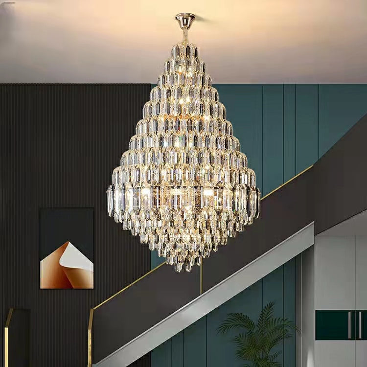 Staircase / foyer Chandelier with High Clarity Crystals Luxury Ceiling Light