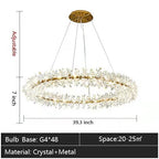 Round Wheel Frozen Ice Crystal Chandelier Light with K9 Crystals for Living Room Dining Hall
