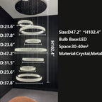 New Modern Light Luxury Oversized Multi-Tiered Rings Crystal Chandelier for Staircase / duplex / high-Ceiling