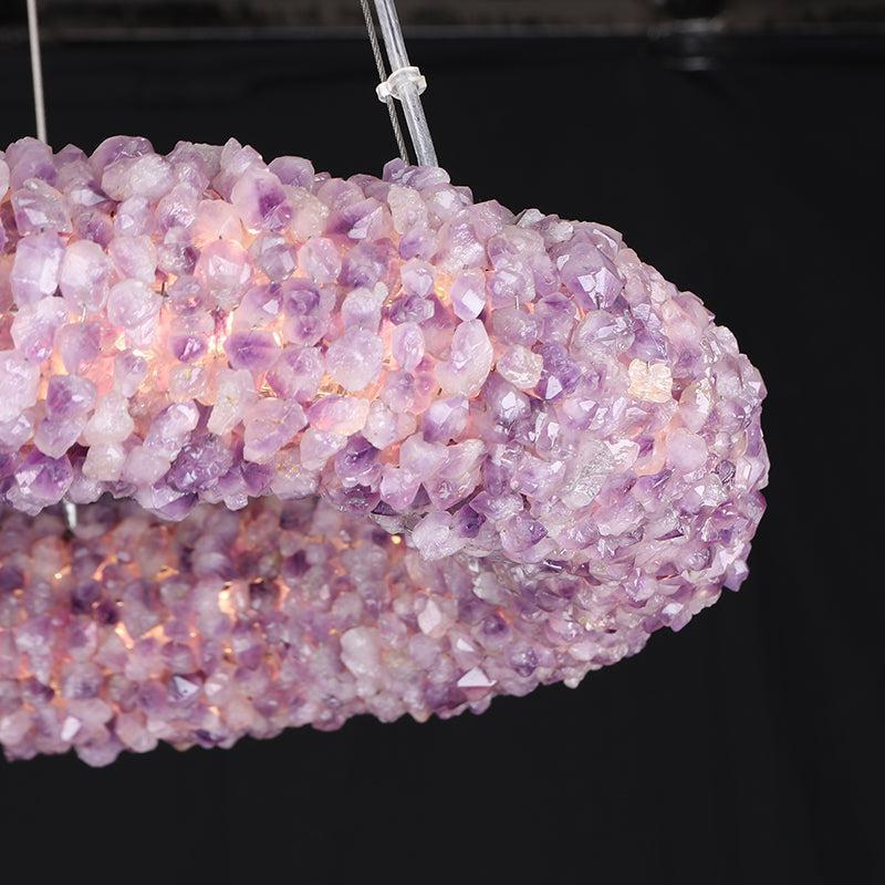 Derek Modern Pink Crystal Cluster Round Chandelier
